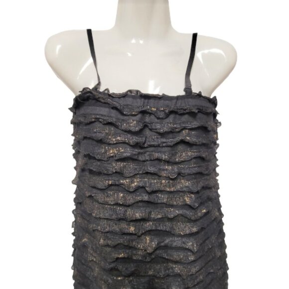Spaghetti Strap Gold And Black Frilly Dress Sizes XS   S   M - Picture 4 of 7